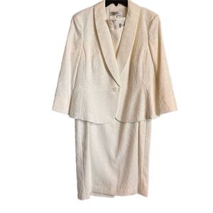 Kasper Ivory Textured Skirt Suit